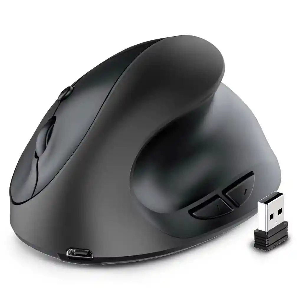 Mouse Inalambrico Vertical Recargable Negro