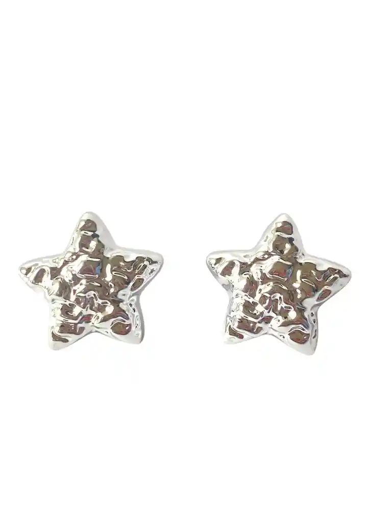 Arete Tipo Topo Estrella Chunky Plateada
