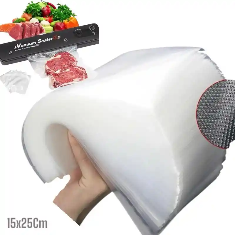 100 Bolsas De Sellado Al Vacío Empacadoras Para Alimentos 15x25 Cm