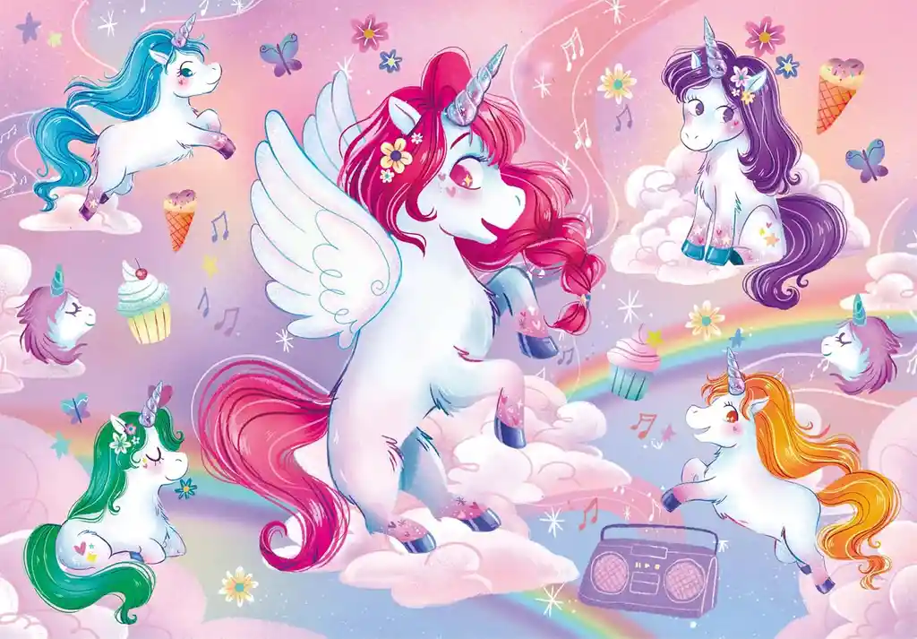 Rompecabezas 20 Piezas Unicornios Colores Para Niños