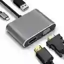 Adaptador Hub Usb C 4 En 1 A Hdmi, Vga, Usb 3.0, Usb C Pd