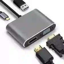 Adaptador Hub Usb C 4 En 1 A Hdmi, Vga, Usb 3.0, Usb C Pd