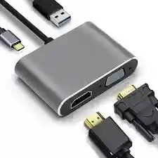 Adaptador Hub Usb C 4 En 1 A Hdmi, Vga, Usb 3.0, Usb C Pd