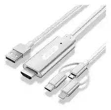 Cable Hdtv 3 En 1 Tipo C, V8 Y Lightning Qy-a8 | 4k |