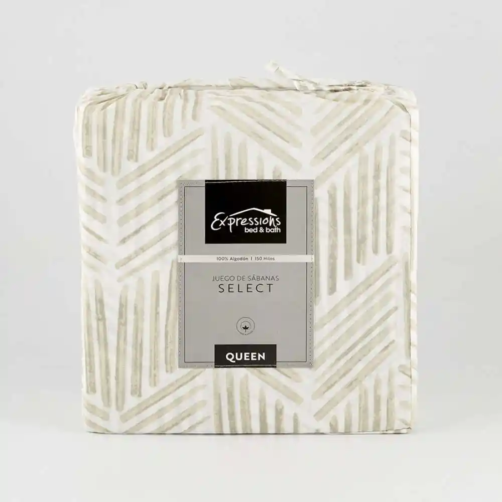 Juego Sabanas Expressions Geometric 150h Queen Gris 100% Algodon