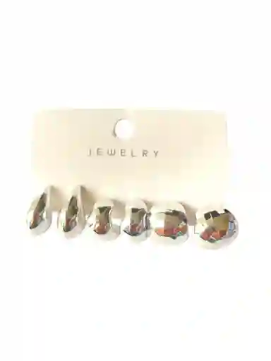 Set De Tres Candongas Nube Chunky, Entorchada Chuncky Y Gota Plateada