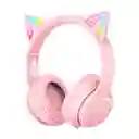 Auriculares Gamer Inalámbricos Onikuma B90 Rosa Con Luz Led