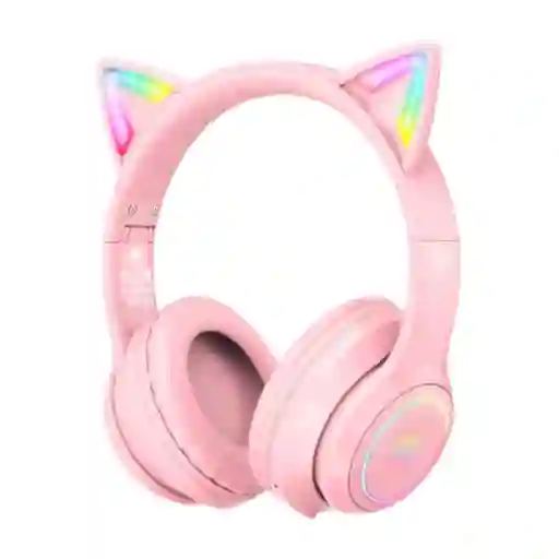 Auriculares Gamer Inalámbricos Onikuma B90 Rosa Con Luz Led