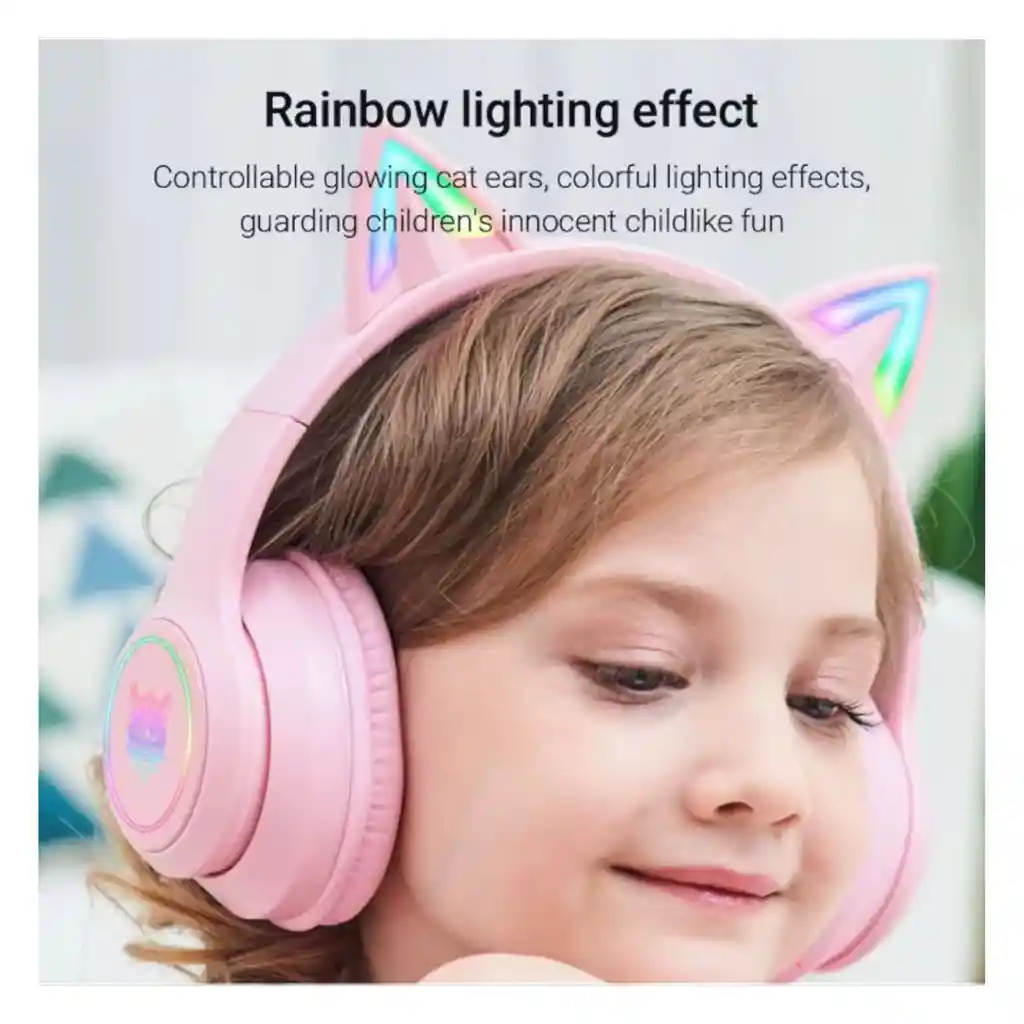 Auriculares Gamer Inalámbricos Onikuma B90 Rosa Con Luz Led
