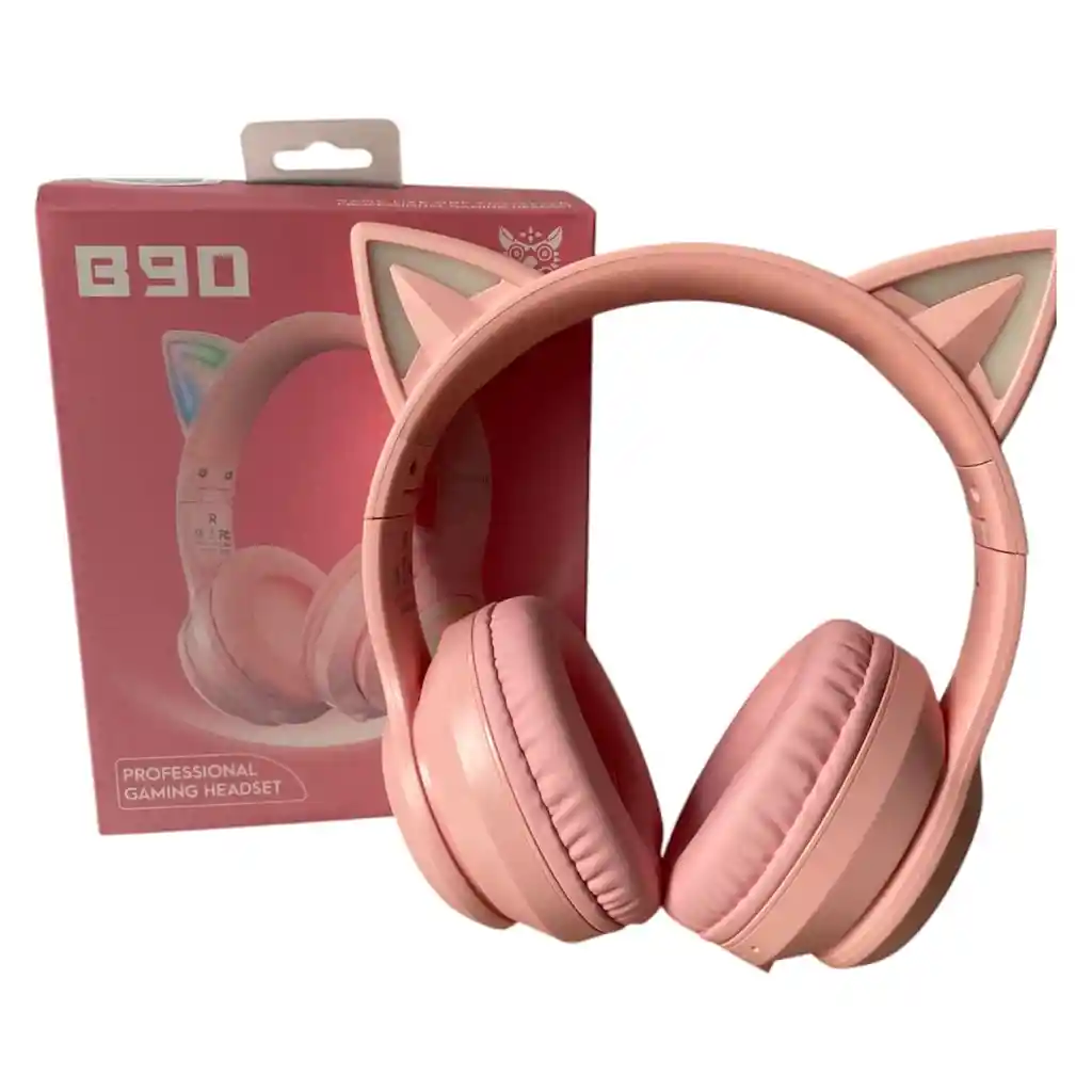 Auriculares Gamer Inalámbricos Onikuma B90 Rosa Con Luz Led