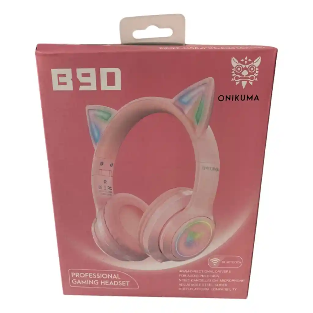 Auriculares Gamer Inalámbricos Onikuma B90 Rosa Con Luz Led