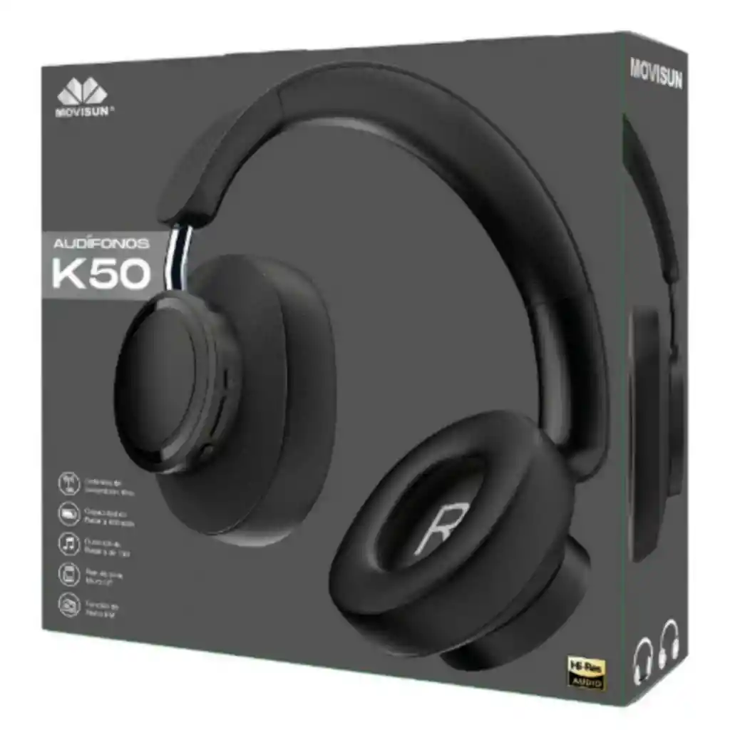Audífonos Bluetooth K50 Movisun Inalámbricos Diadema Color Negro