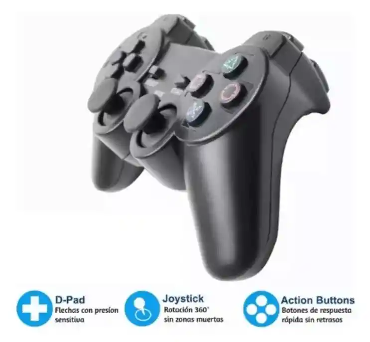 Control Joystick Inalámbrico Para Ps2 Con Doble Vibración, Ergonómico Y Alcance De Hasta 10 Metros