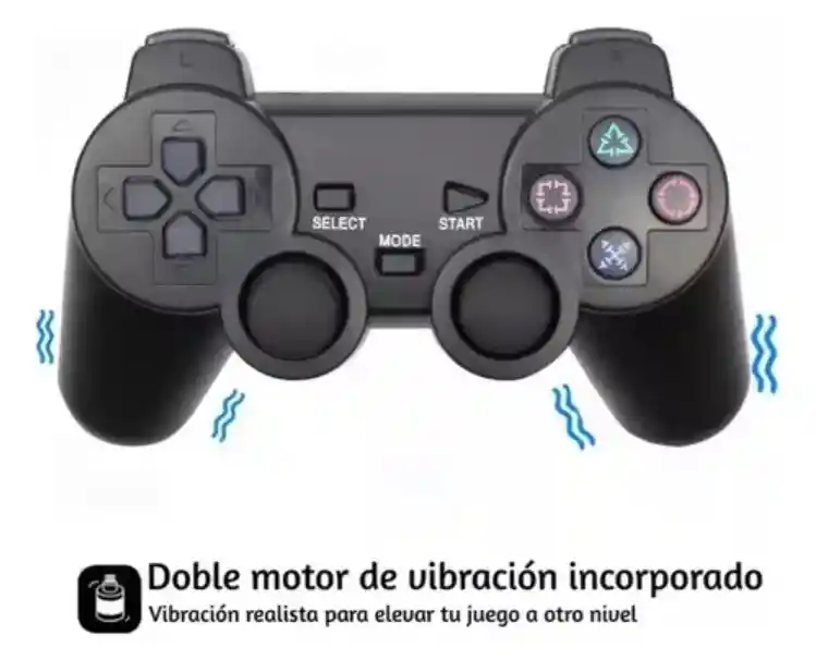 Control Joystick Inalámbrico Para Ps2 Con Doble Vibración, Ergonómico Y Alcance De Hasta 10 Metros