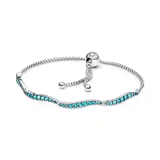 Pulsera Brazalete Pandora Deslizante Azul Ondulada 599436c01 Plata 925 - 18cm