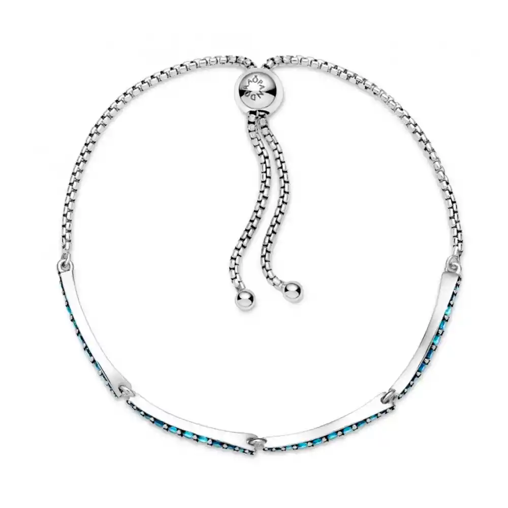 Pulsera Brazalete Pandora Deslizante Azul Ondulada 599436c01 Plata 925 - 18cm