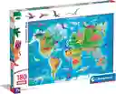 Rompecabezas 180 Piezas Mapa Ilustrado De Dinosaurios Niños