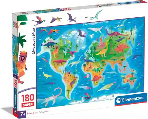 Rompecabezas 180 Piezas Mapa Ilustrado De Dinosaurios Niños