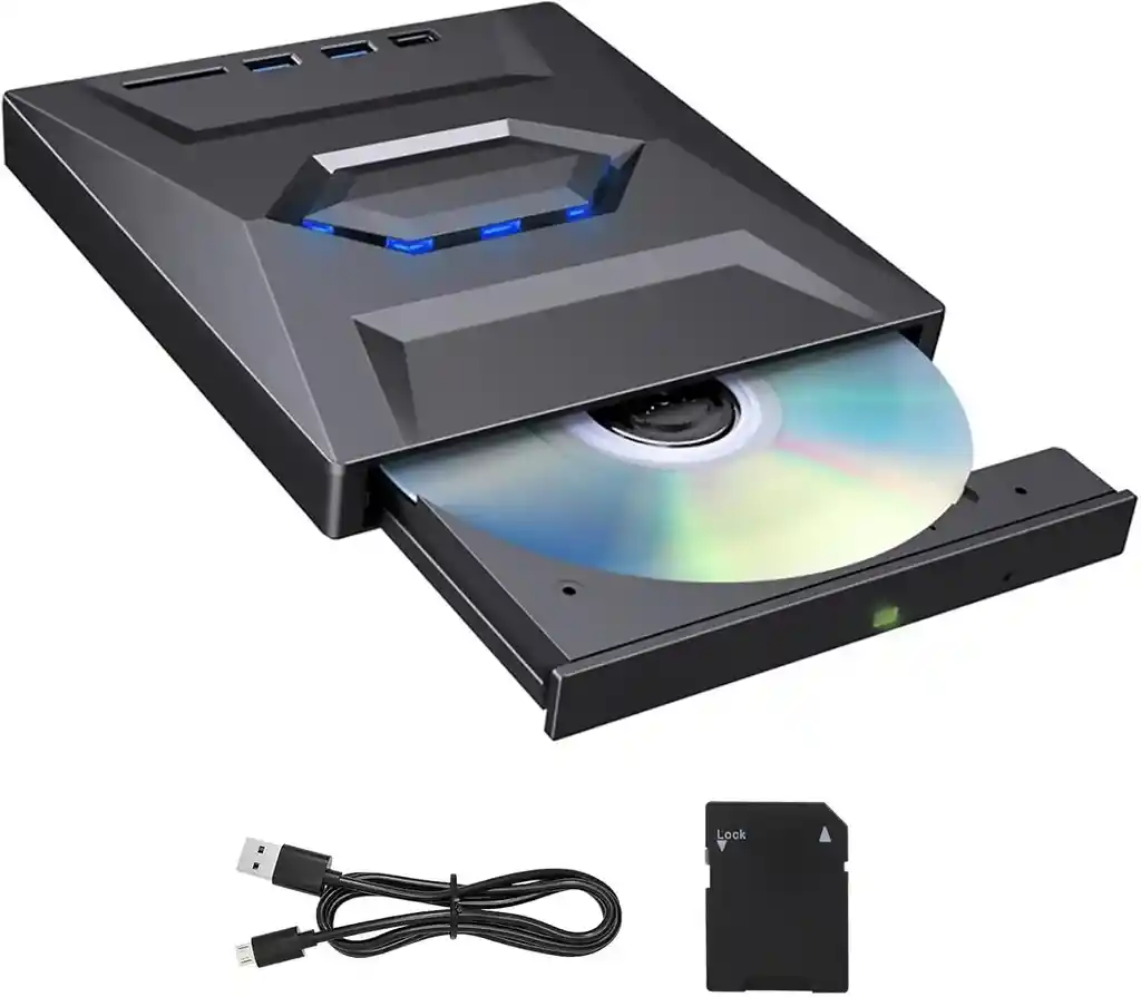 Unidad Quemadora Externa 5 En 1 Cd, Dvd-rw Sd Usb C Portable