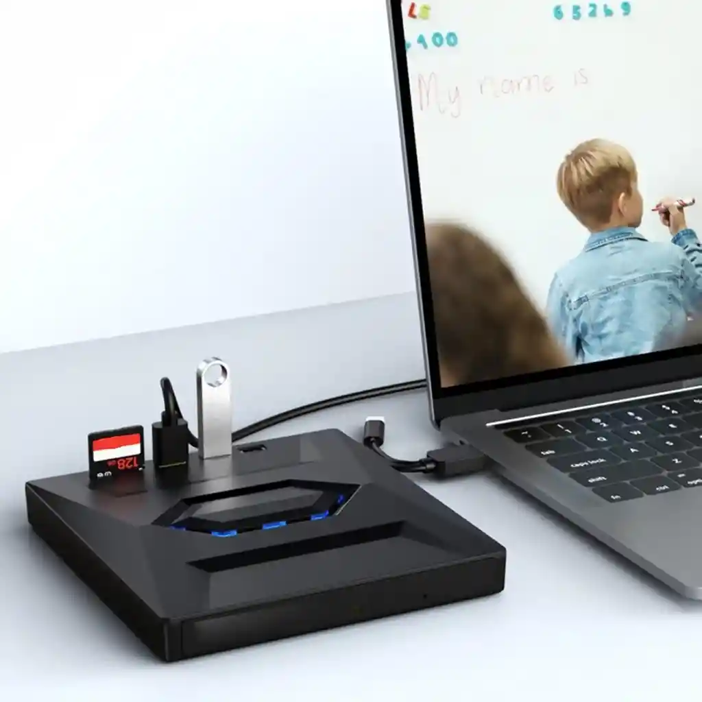 Unidad Quemadora Externa 5 En 1 Cd, Dvd-rw Sd Usb C Portable