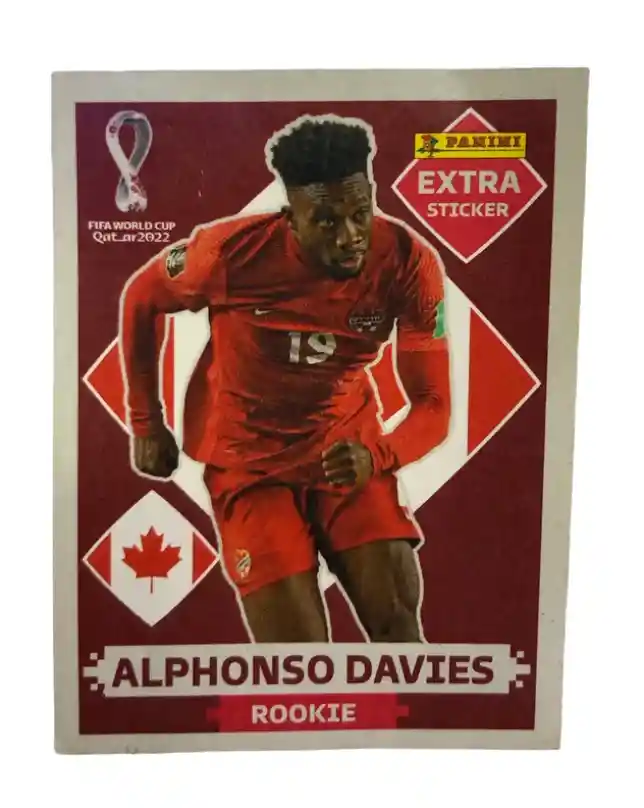 Lamina Extra Sticker Base Alphonso Davies Para Album Panini Copa Mundial Qatar 2022