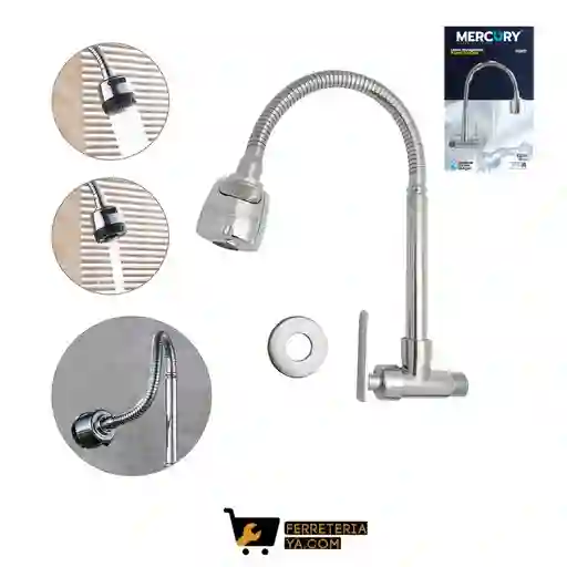 Mezclador Lavaplatos Flexible Sencillo De Pared Mercury