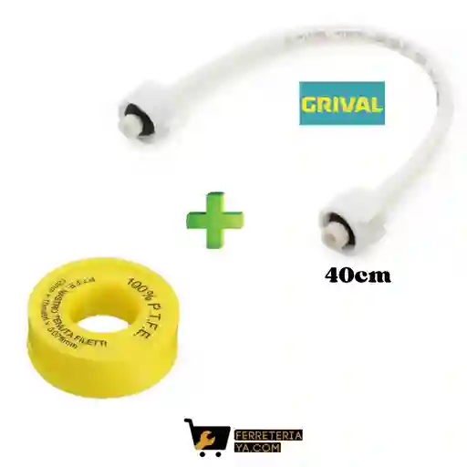 Acople Sanitario 1/2 Grival 40cm+cinta Teflón 12mm