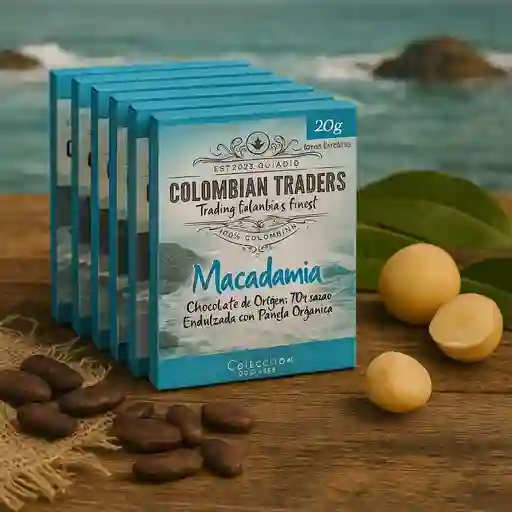 Chocolatina 70% Caca0 Macadamia 20g - Paquete X10