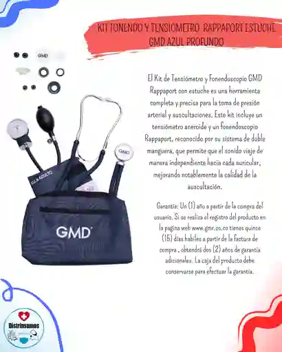 Kit Fonendo+tensiometro Rappaport Gmd Azul Profundo