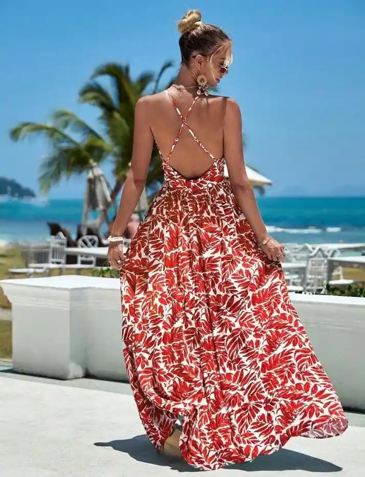 Vestido Largo De Verano Casual Talla L / Xl