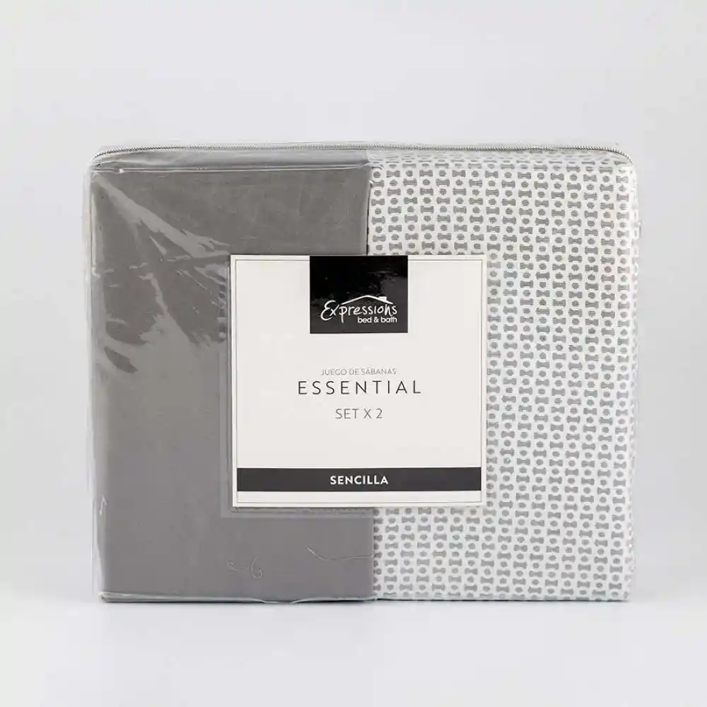 Juego Sabanas Expressions Set Basic Sencillo Gris 2 Ud 100% Poliester