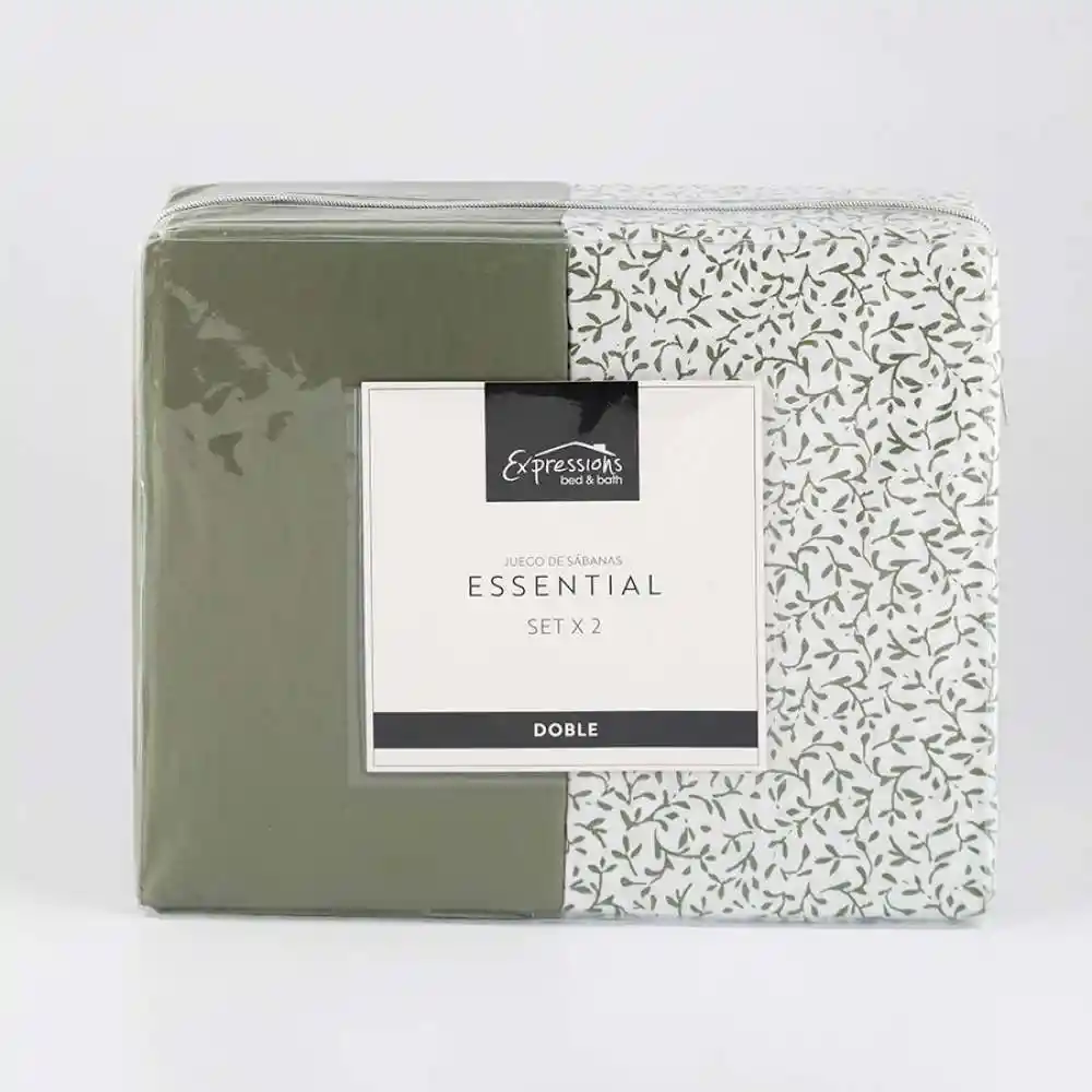 Juego Sabanas Expressions Set Basic Doble Verde 2 Ud 100% Poliester