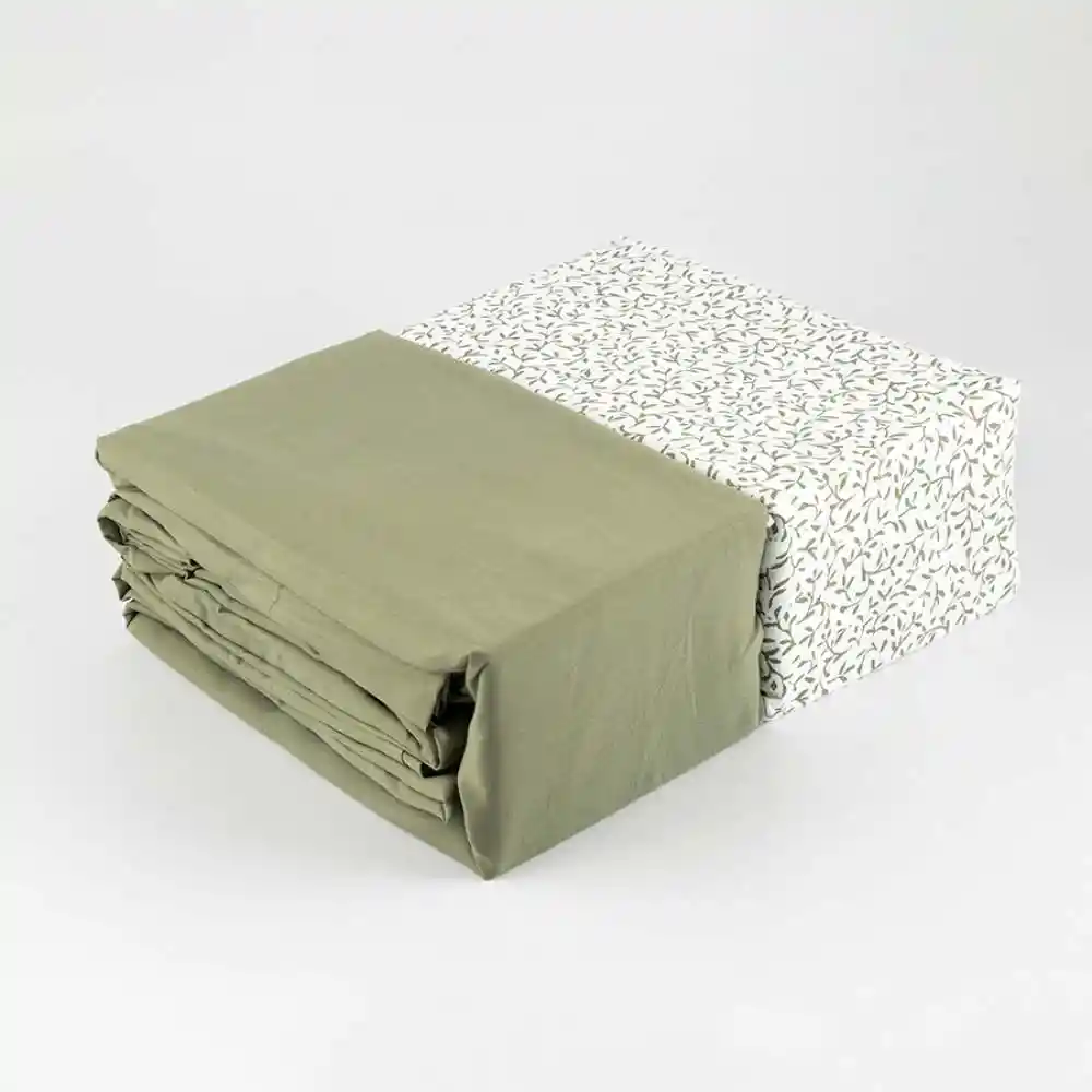 Juego Sabanas Expressions Set Basic Doble Verde 2 Ud 100% Poliester