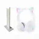Audífonos Inalámbricos De Gato B90 Luz Rgb + Base Blanca Onikuma