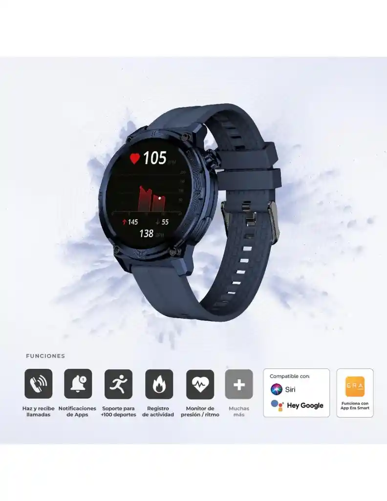 Reloj Smartwatch Era Army Eros Binden Con Asistente De Voz Negro