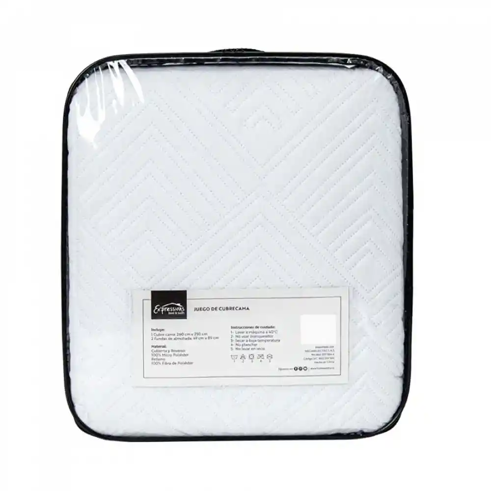 Cubre Cama Expressions Basic Doble Blanco 100% Poliester