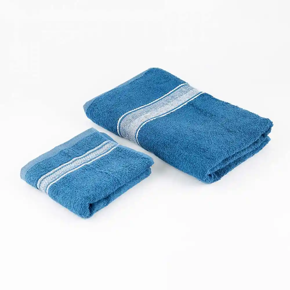 Toalla Cannon Benny 70x140cm 40x70cm Azul 500 Gr 2 Und Algodon