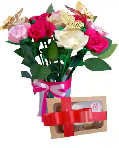 Ramo De Flores Y Chocolates Unicornio Eterno