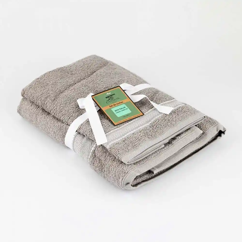 Toalla Cannon Benny 70x140cm 40x70cm Gris 500 Gr 2 Und Algodon