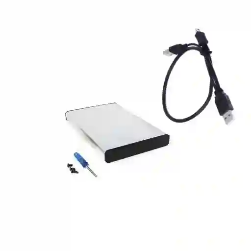 Caja Externa Para Hdd Ssd Sata 2.5 Pulgadas Usb 2.0 Aluminio Plateado