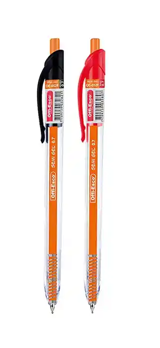 Boligrafo Semi Gel Trazo Fino X 2 Und Negro Y Rojo Retractil Offi Esco 052f