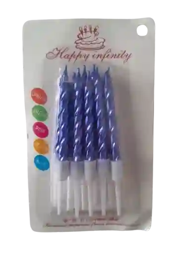 Velas Metalizadas Azules X 10 Und Cumpleaños