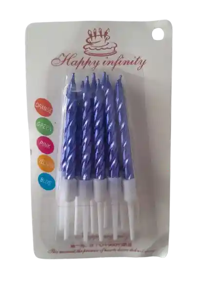 Velas Metalizadas Azules X 10 Und Cumpleaños