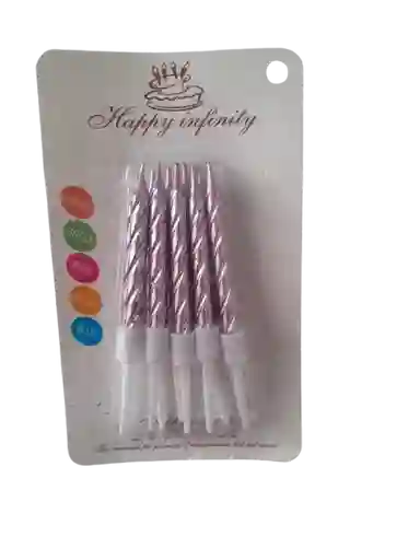 Velas Metalizadas Rosa X 10und Cumpleaños