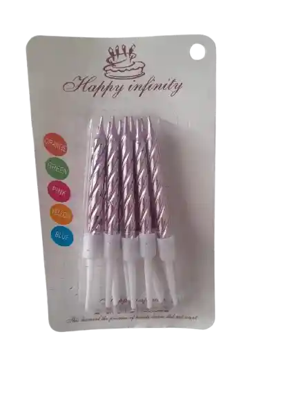 Velas Metalizadas Rosa X 10und Cumpleaños