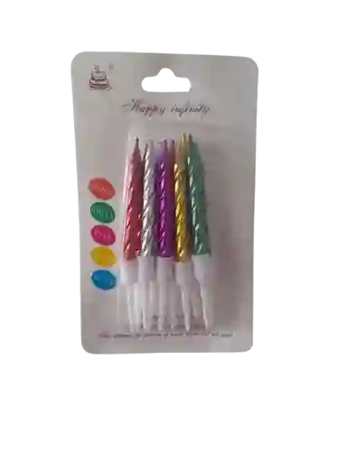 Velas Metalizadas Varios Colores X10 Und Cumpleaños