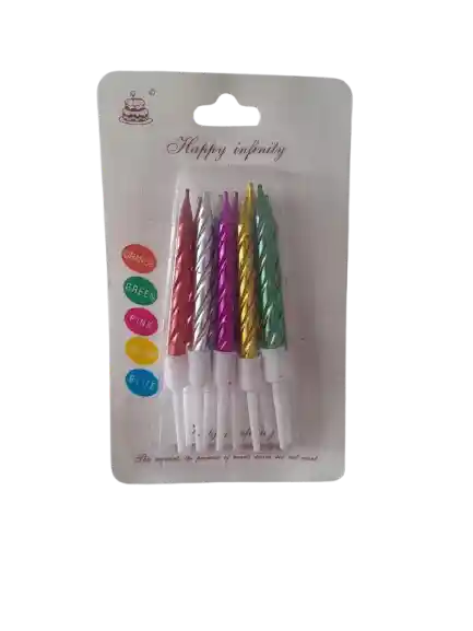 Velas Metalizadas Varios Colores X10 Und Cumpleaños