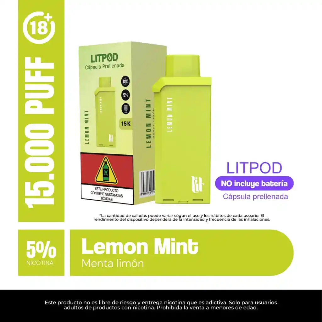 Lit Pod Lemon Mint 15k ( No Incluye Bateria)