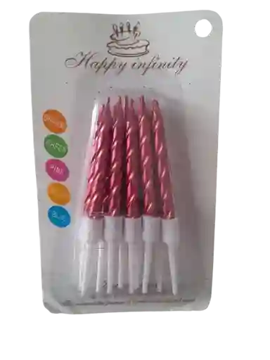 Velas Metalizadas Rojas X10 Und Cumpleaños