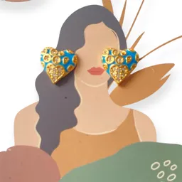 Topo Corazon Azul Dorado En Rodio